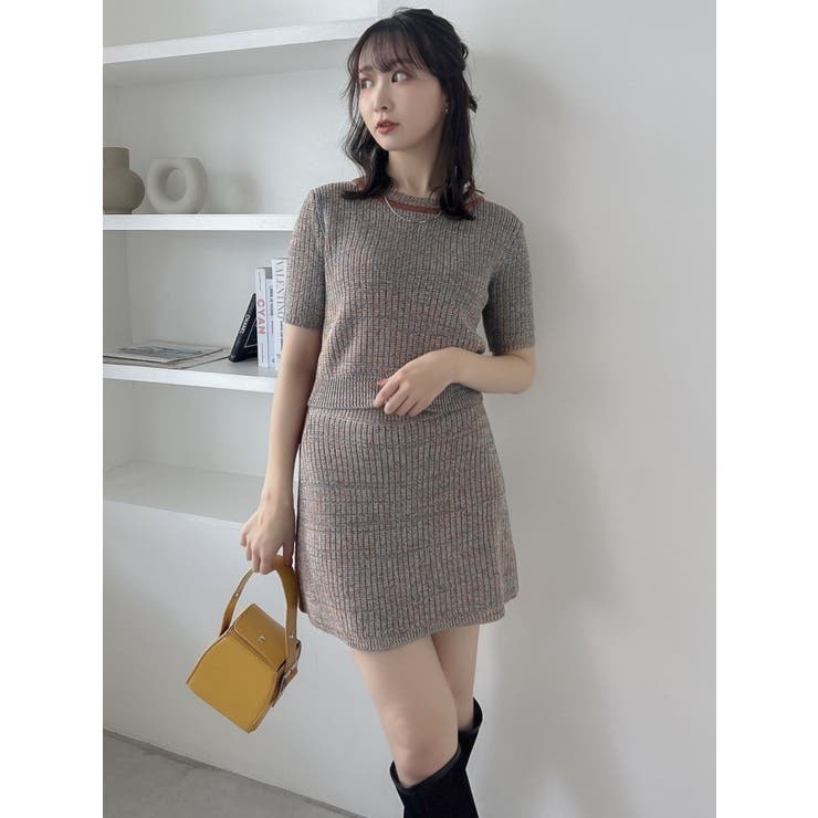 ブルー | 【WEB限定】ファンシーカラーニットミニスカート | dazzlin