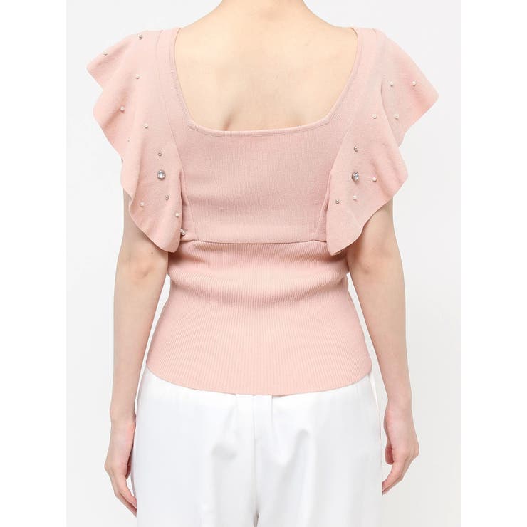 ラッフルビジューニットトップス[品番：MKSW0057088]｜dazzlin