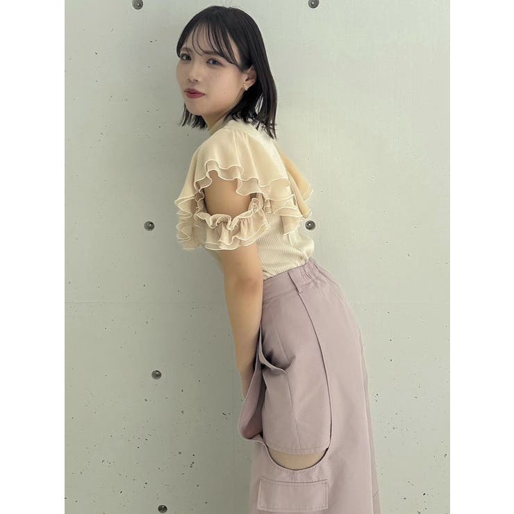 フロントホックフリルトップス[品番：MKSW0057090]｜dazzlin