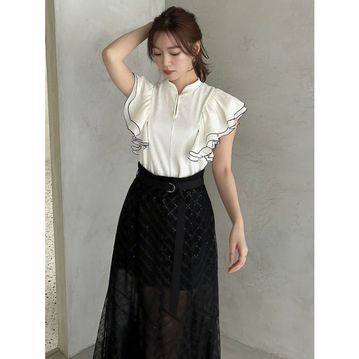 フロントホックフリルトップス[品番：MKSW0057090]｜dazzlin（ダズリン