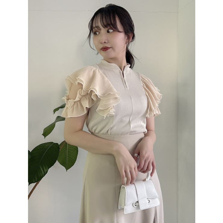 フロントホックフリルトップス[品番：MKSW0057090]｜dazzlin（ダズリン