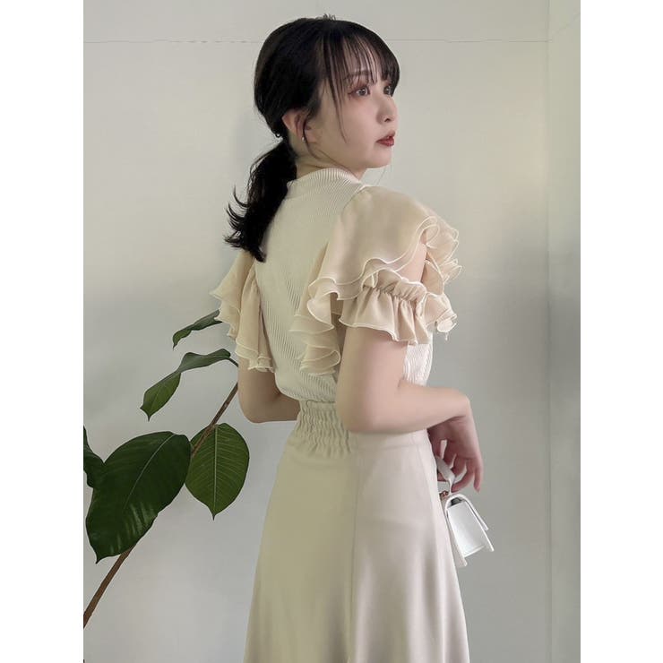 フロントホックフリルトップス[品番：MKSW0057090]｜dazzlin