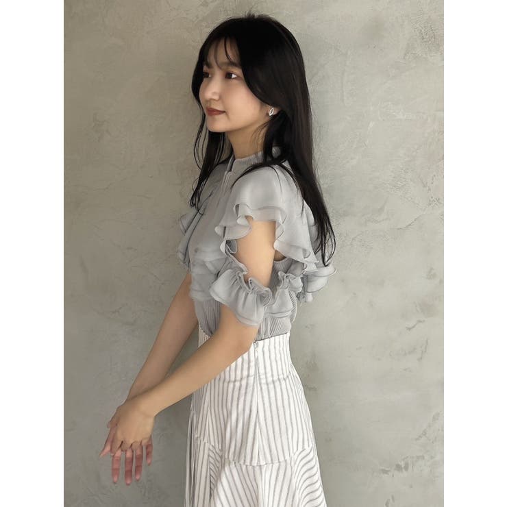 フロントホックフリルトップス[品番：MKSW0057090]｜dazzlin