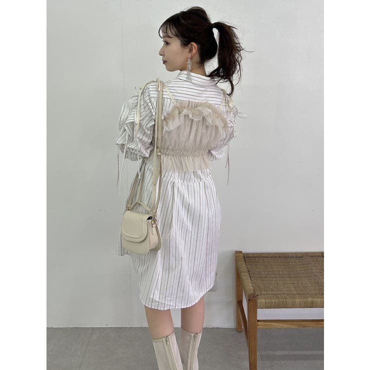 dazzlin シャツイレフレアミニワンピース ビスチェ付き dazzlin（ダズリン）の「シャツイレフレアミニワンピース