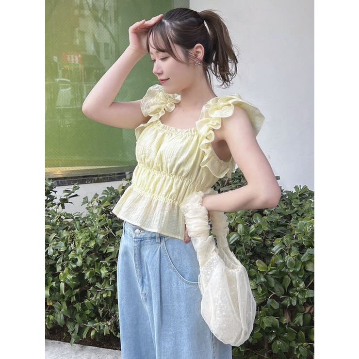 dazzlin ギャザーフリルショートトップス ダズリン dazzlin ギャザーフリルショートトップス （オフ