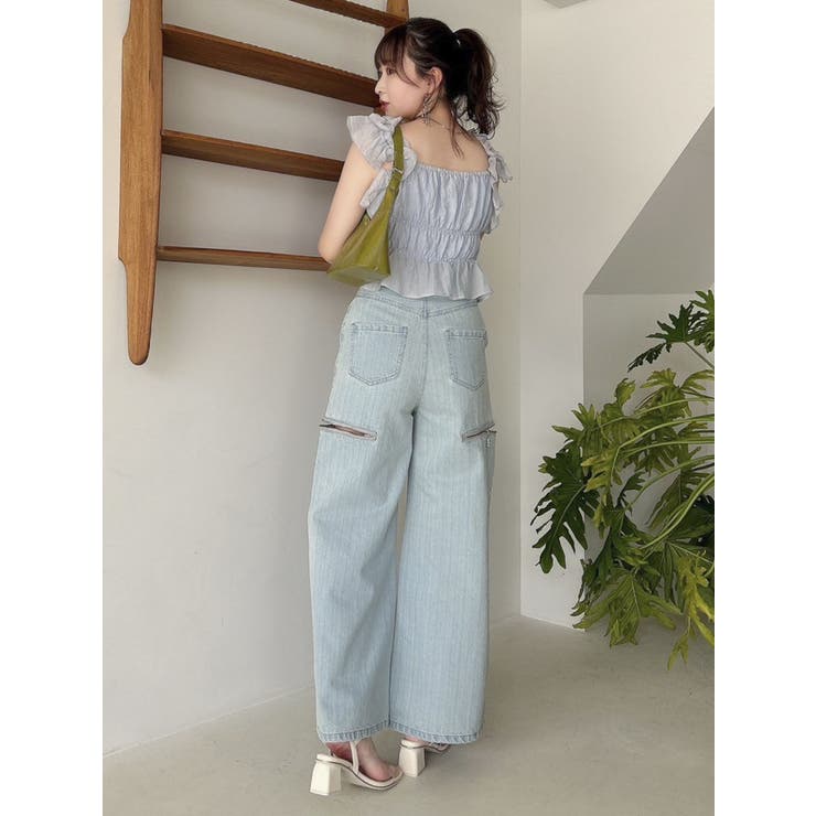 ギャザーフリルショートトップス[品番：MKSW0057991]｜dazzlin