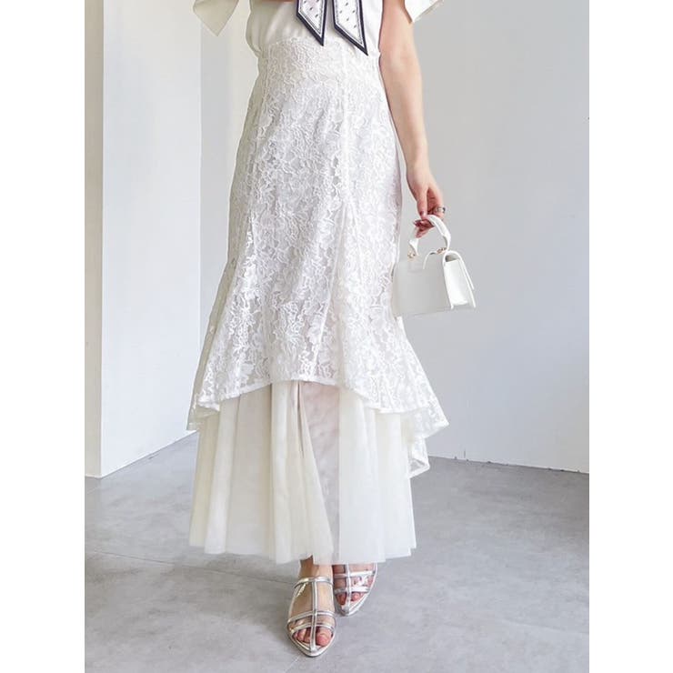 チュールレイヤードレースマーメイドスカート | dazzlin | 詳細画像2 