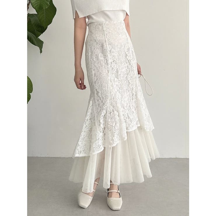 チュールレイヤードレースマーメイドスカート | dazzlin | 詳細画像30 