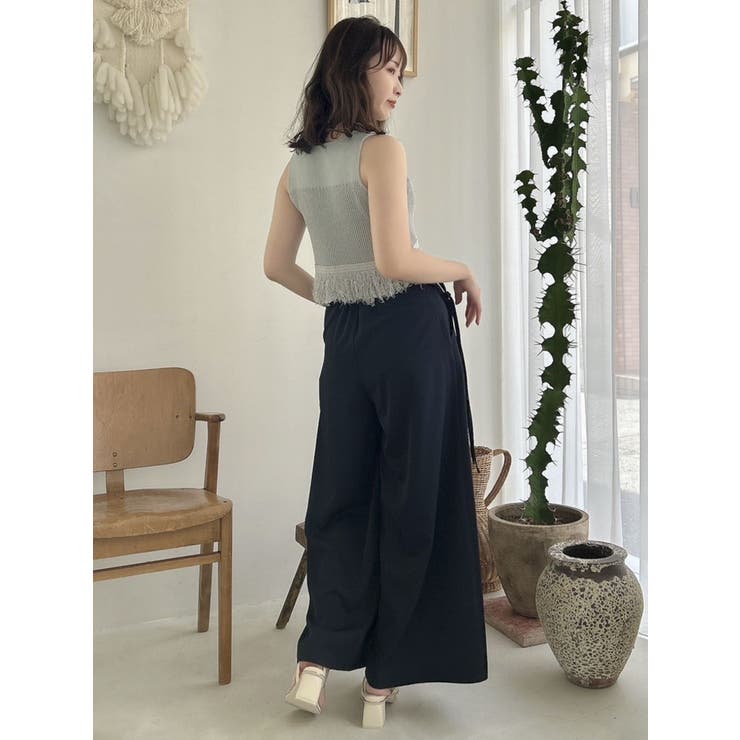 dazzlinフリンジニットセット　トップス　新品 ダズリン dazzlin フリンジニットキャミSETトップス （グレー