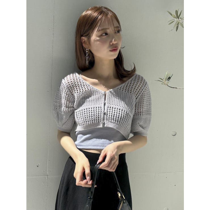 透かし編みニットカーデ | dazzlin | 詳細画像2 