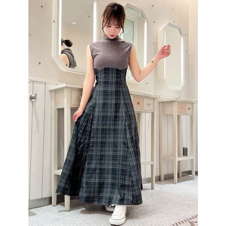 dazzlin（ダズリン）の「【WEB限定ITEM】チェックノースリーブ