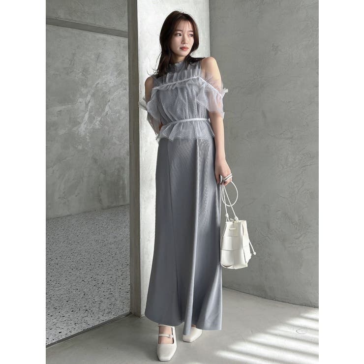 新品タグ付き　CONNSE ラメワンピース ラメチュールビスチェカットワンピース[品番：MKSW0058117