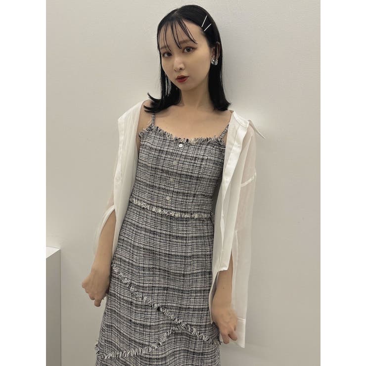 スイッチングツイードラインキャミワンピース[品番：MKSW0059145