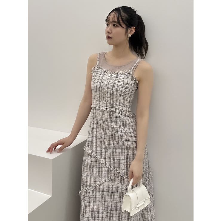 ルネ❣️超美品❣️TISSUEピンクツイードワンピース Rene ルネ ピンク ツイード ワンピース 34 - メルカリ