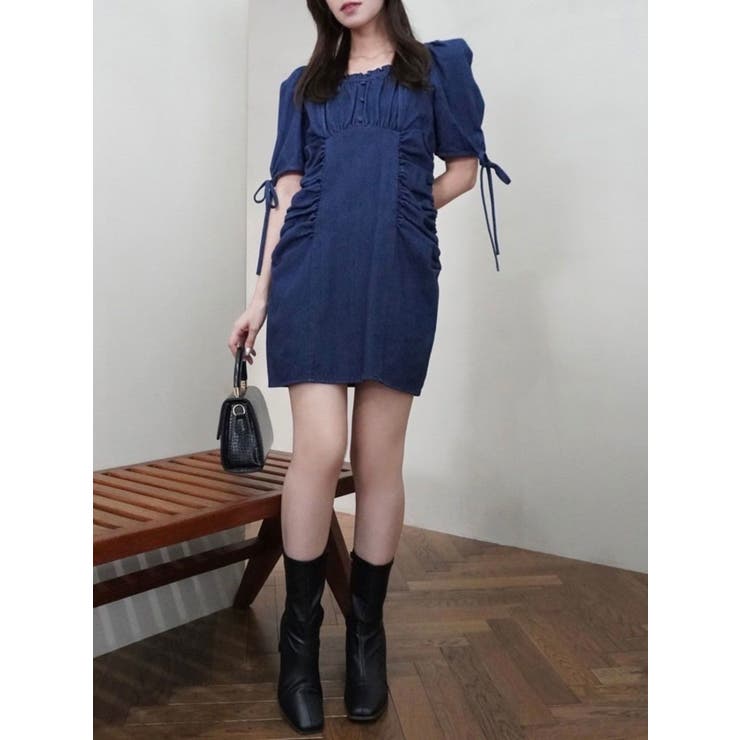 インディゴ | ギャザーデザインアソートミニワンピース | dazzlin