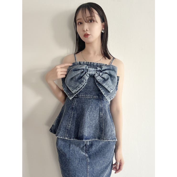 美品❗️メゾンスペシャル デニムビスチェ　ペプラム　ベアトップ 美品❗️メゾンスペシャル デニムビスチェペプラムベアトップ