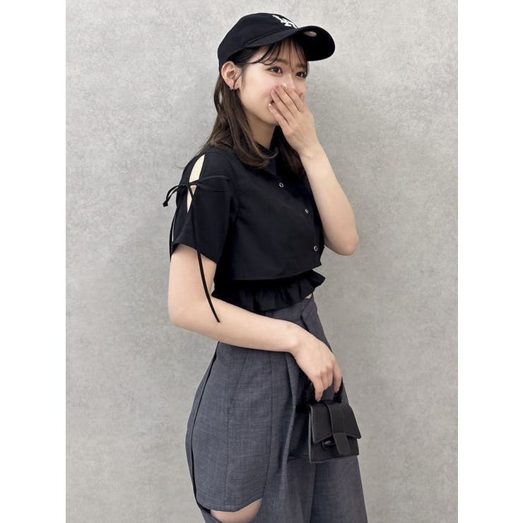 リボンスリーブショートシャツ[品番：MKSW0059147]｜dazzlin