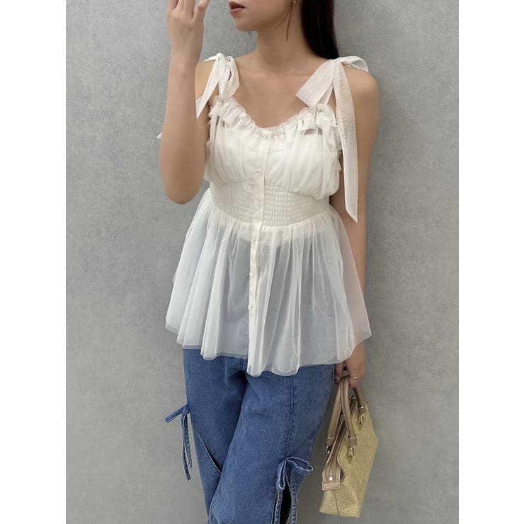 ショルダーリボンチュールペプラムビスチェ | dazzlin | 詳細画像6 