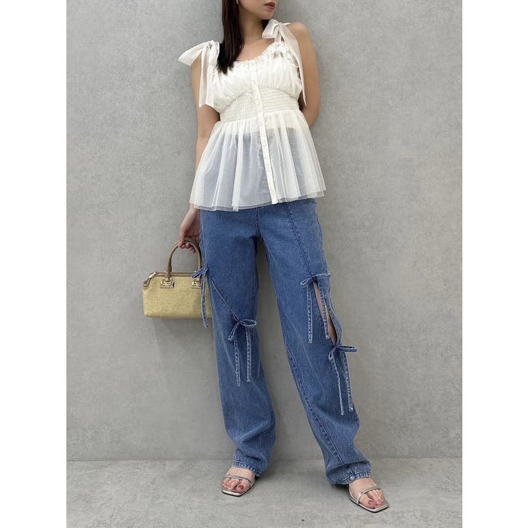 ショルダーリボンチュールペプラムビスチェ | dazzlin | 詳細画像9 