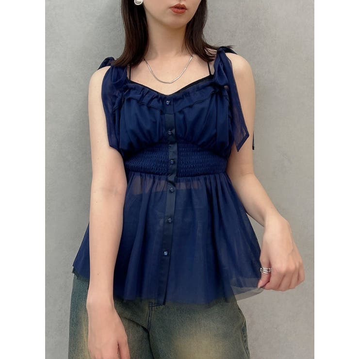 メゾンスペシャル　チュールリボンベスト　ビスチェ　美品 MAISON SPECIAL（メゾンスペシャル）の「ラインカットビスチェ