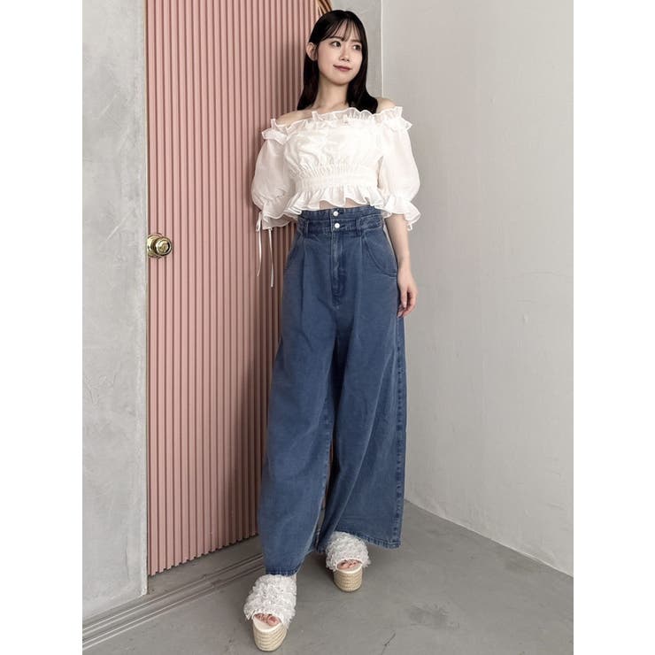 2WAYシアーギャザーシャーリングブラウス[品番：MKSW0059414