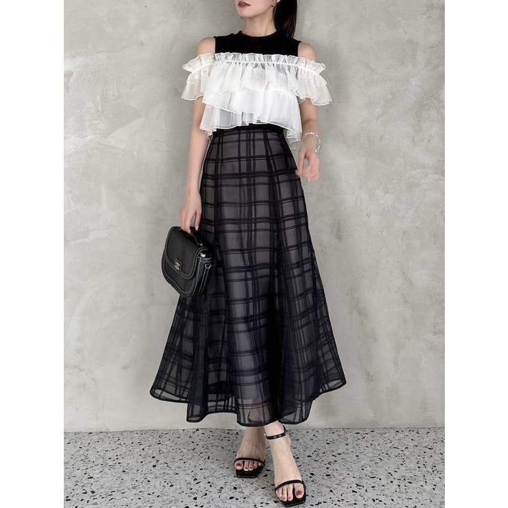 シアーチェックセミフレアースカート | dazzlin | 詳細画像26 