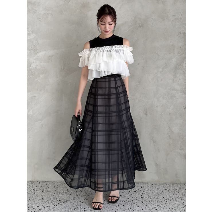 シアーチェックセミフレアースカート | dazzlin | 詳細画像28 