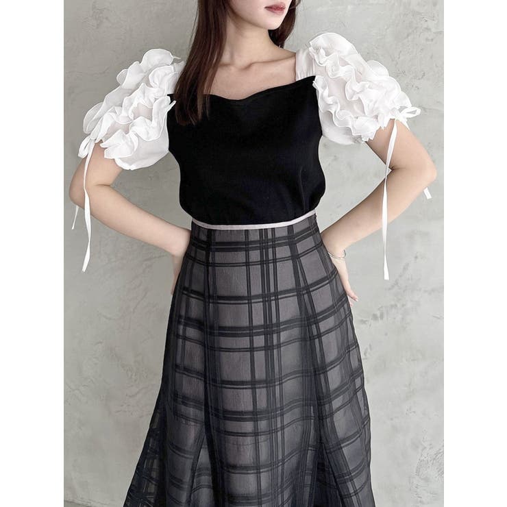 シアーチェックセミフレアースカート | dazzlin | 詳細画像38 