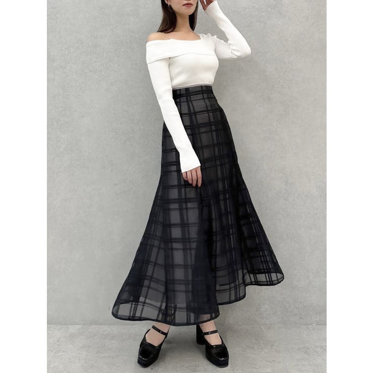 シアーチェックセミフレアースカート | dazzlin | 詳細画像42 