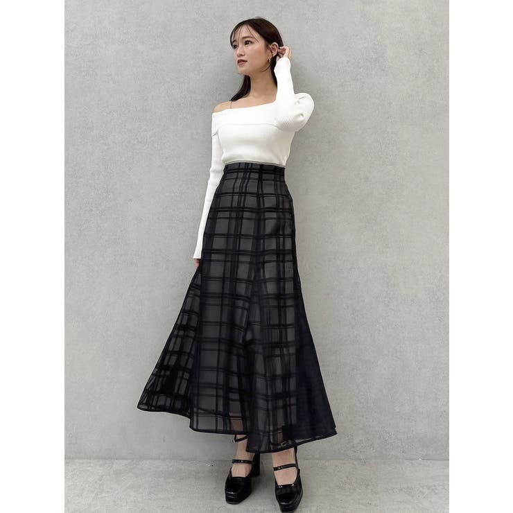 シアーチェックセミフレアースカート | dazzlin | 詳細画像43 