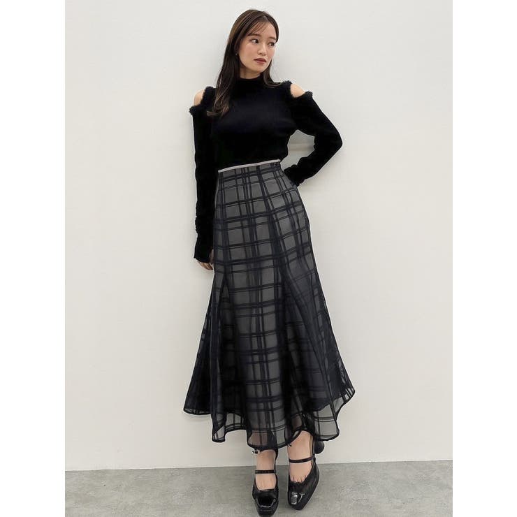 シアーチェックセミフレアースカート | dazzlin | 詳細画像49 