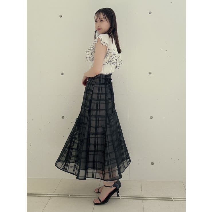 シアーチェックセミフレアースカート | dazzlin | 詳細画像9 