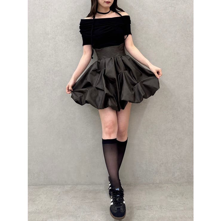 LARDINI 春夏　ブラック　サイズ44　クリーニング済み バルーンミニスカート[品番：MKSW0059813]｜dazzlin（ダズリン
