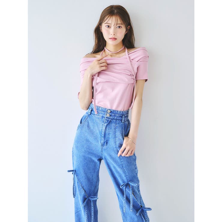 スリットリボンデニムパンツ | dazzlin | 詳細画像4 