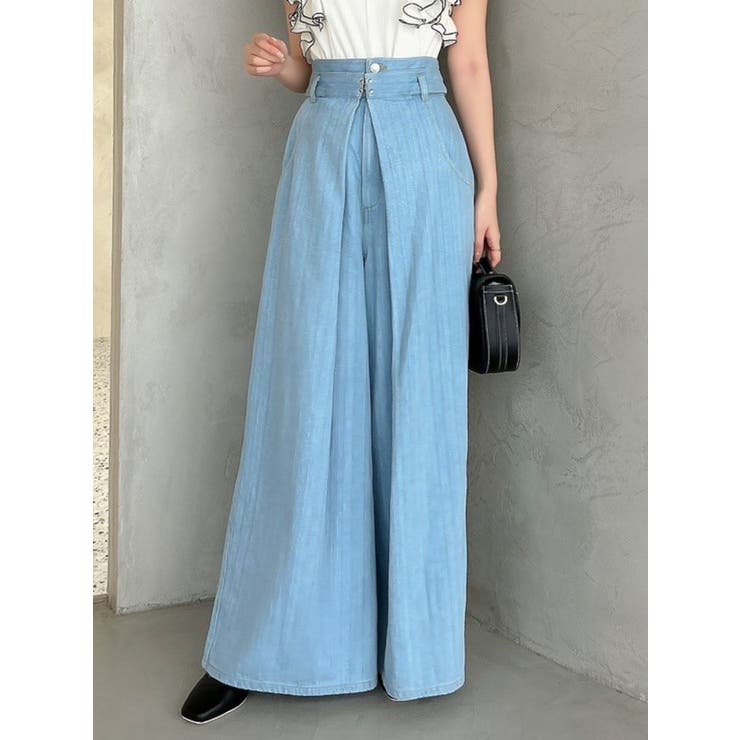 ブルー | センターパーツホックワイドパンツ | dazzlin