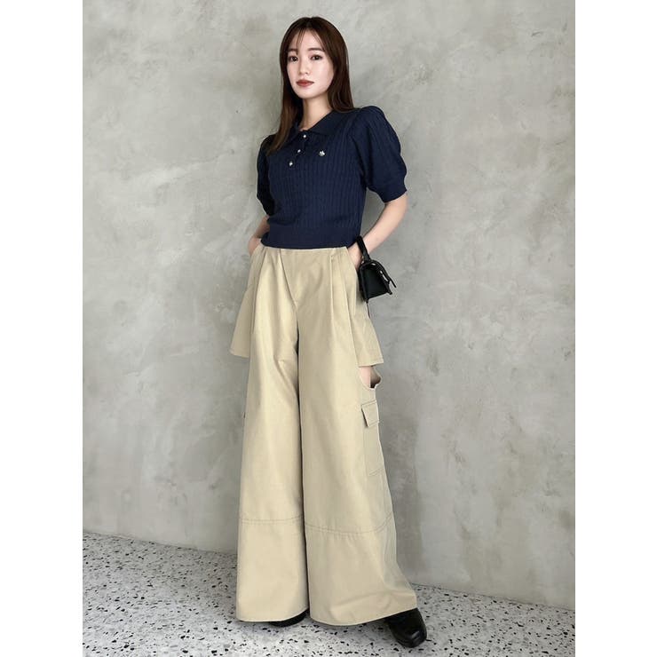 POLO BCS コラボ】ケーブルポロニットトップス[品番