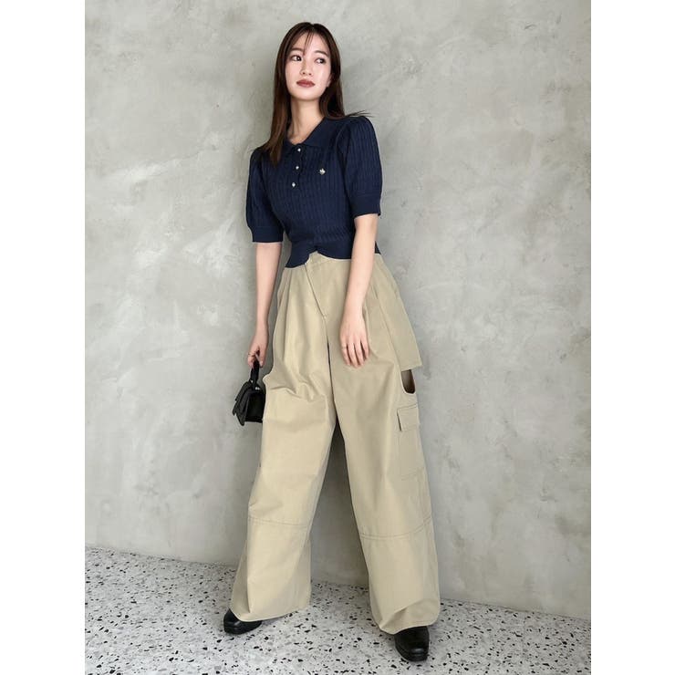 POLO BCS コラボ】ケーブルポロニットトップス[品番