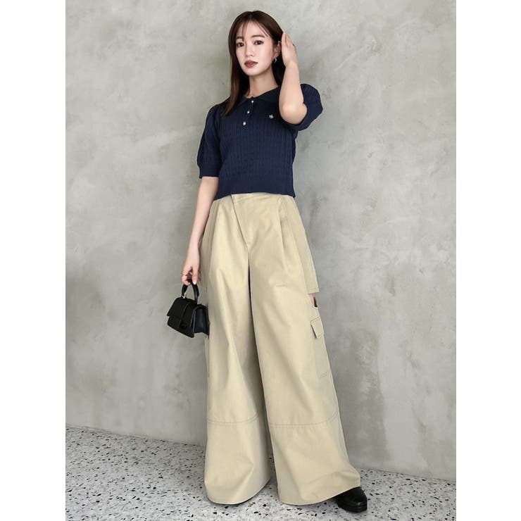POLO BCS コラボ】ケーブルポロニットトップス[品番
