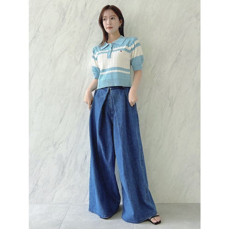 POLO BCS コラボ】ケーブルポロニットトップス[品番