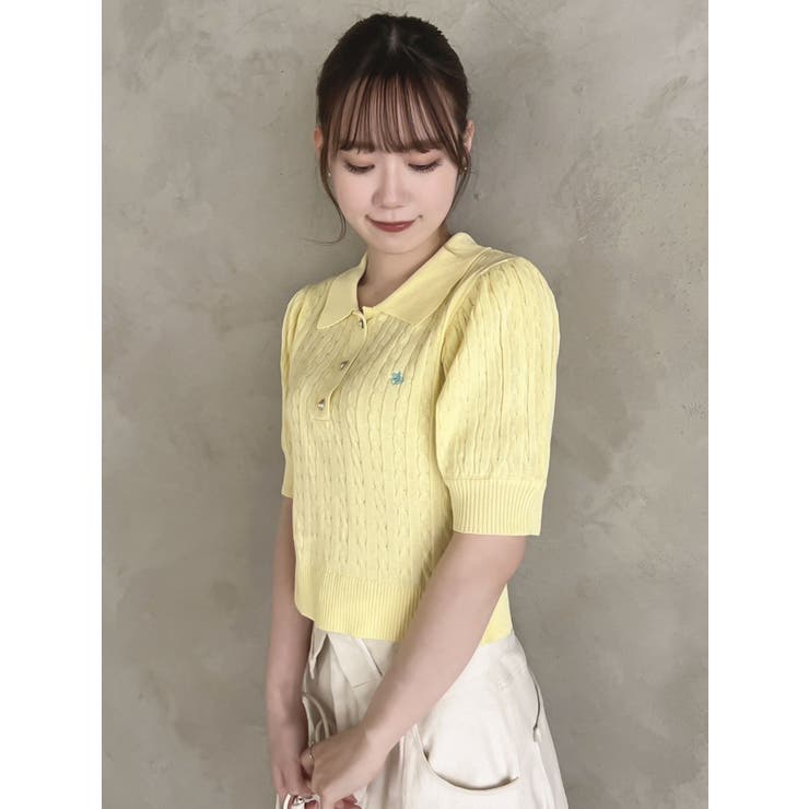 POLO BCS コラボ】ケーブルポロニットトップス[品番