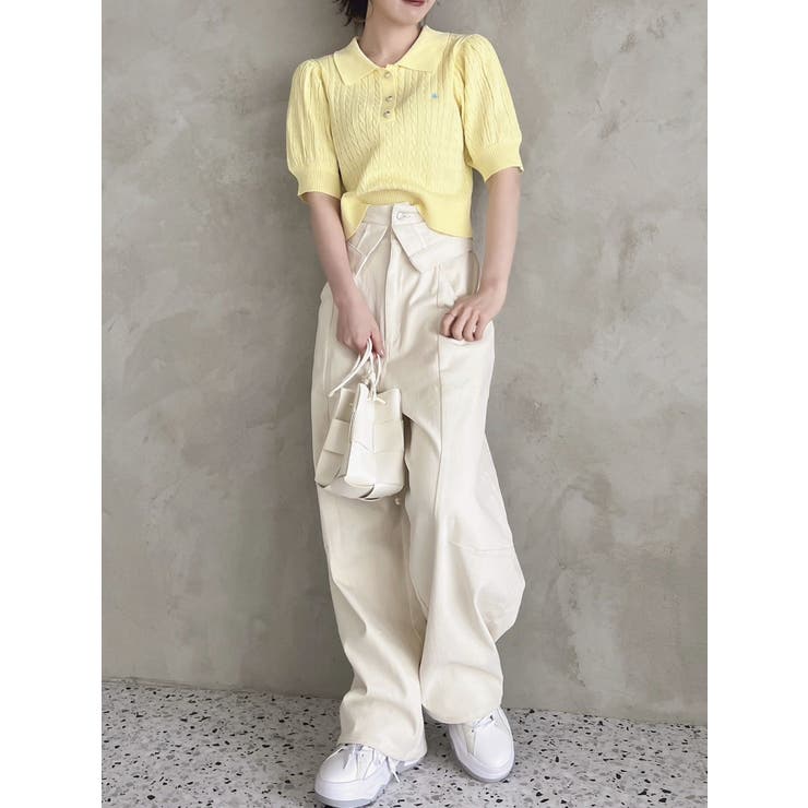 POLO BCS コラボ】ケーブルポロニットトップス[品番