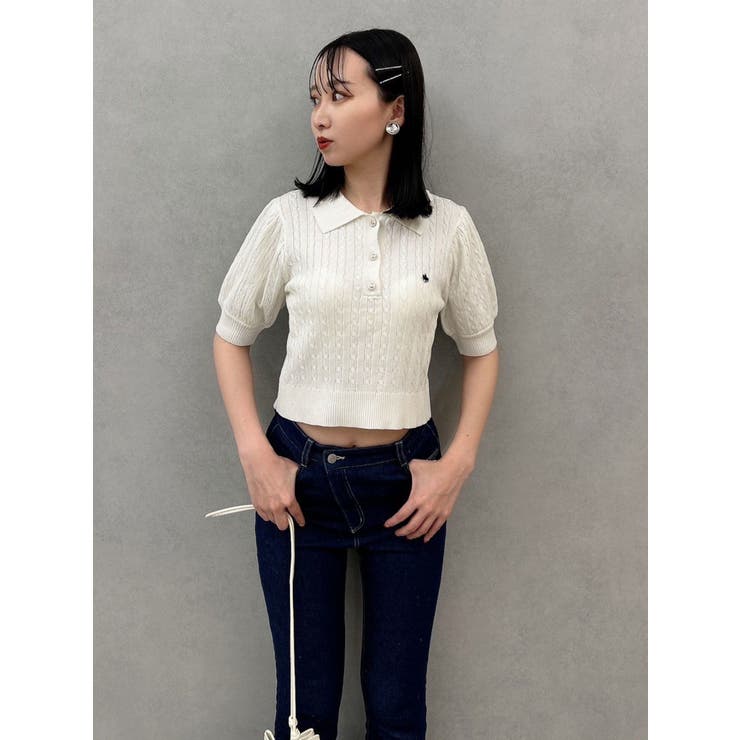 POLO BCS コラボ】ケーブルポロニットトップス[品番