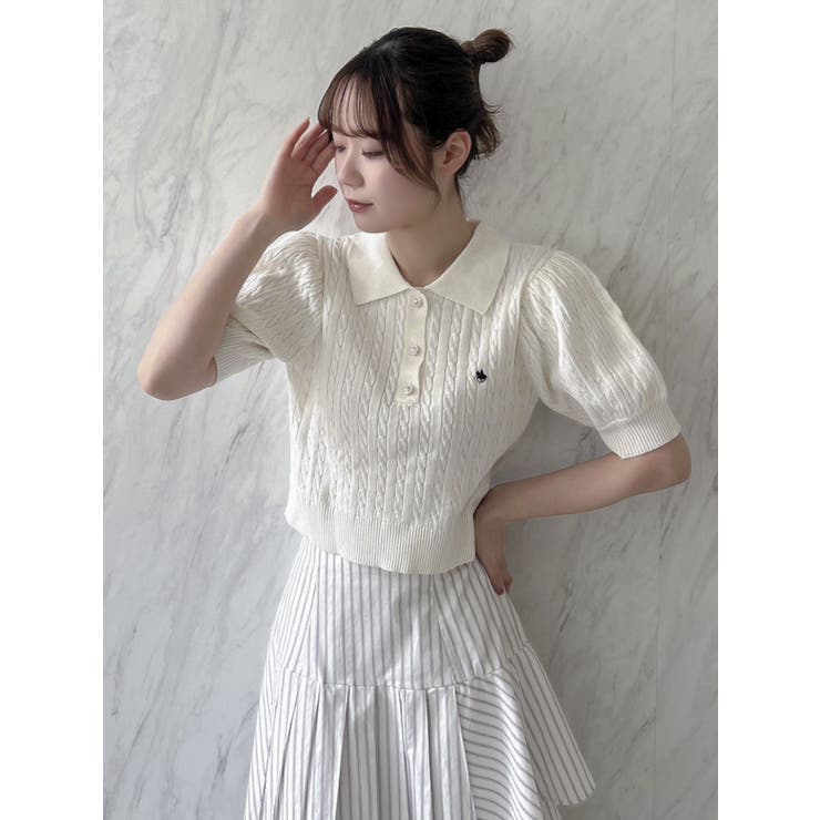 POLO BCS コラボ】ケーブルポロニットトップス[品番：MKSW0058796 