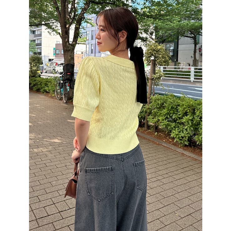POLO BCS コラボ】ケーブルポロニットトップス[品番