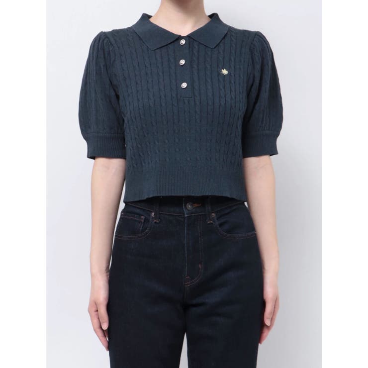 POLO BCS コラボ】ケーブルポロニットトップス[品番