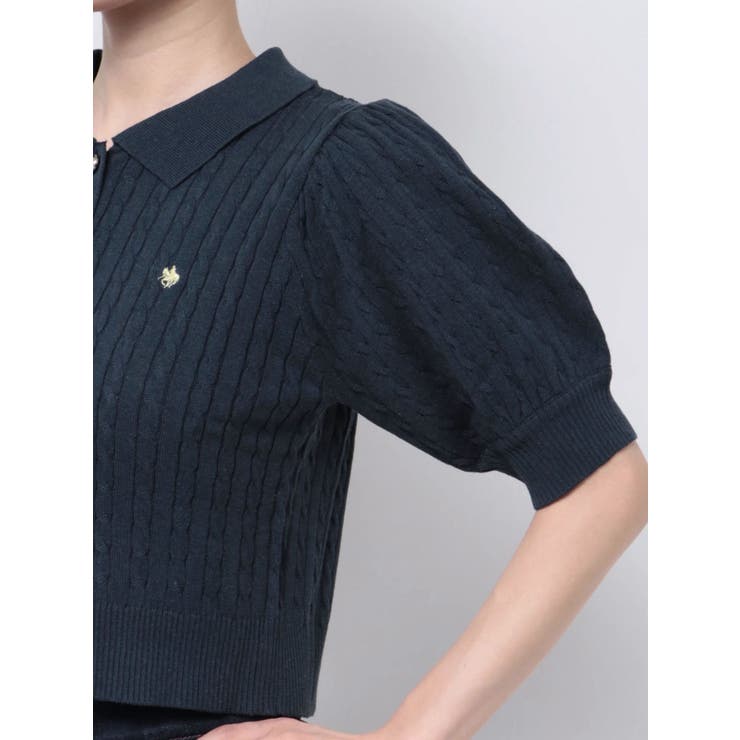 POLO BCS コラボ】ケーブルポロニットトップス[品番