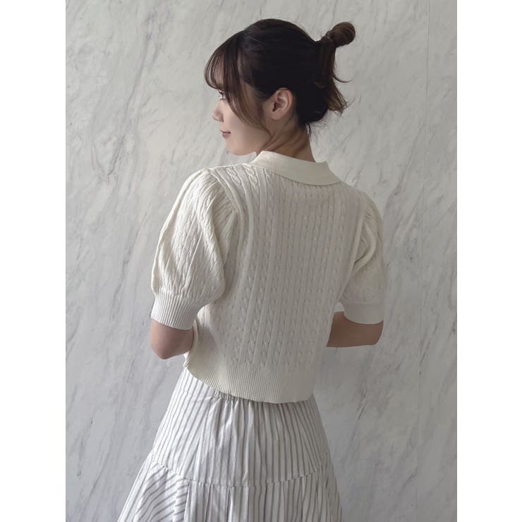 POLO BCS コラボ】ケーブルポロニットトップス[品番