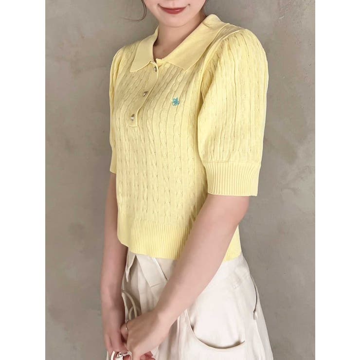 POLO BCS コラボ】ケーブルポロニットトップス[品番