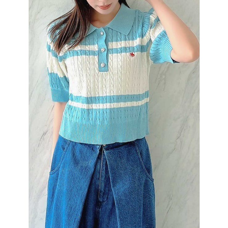 最新情報 POLO BCS コラボ】ケーブルポロニットトップス[品番 トップス