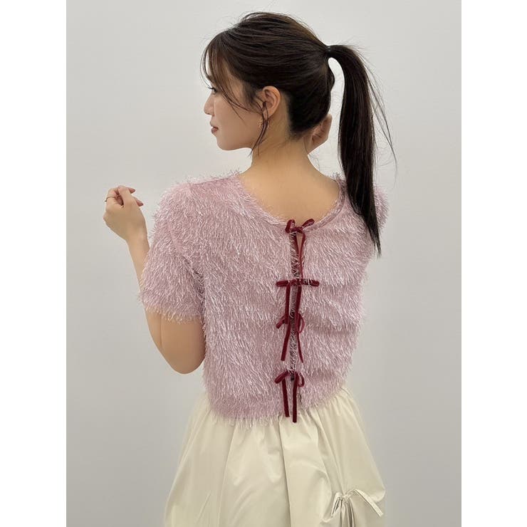 コンパクトシャギーリボンカットプルオーバー[品番：MKSW0058942